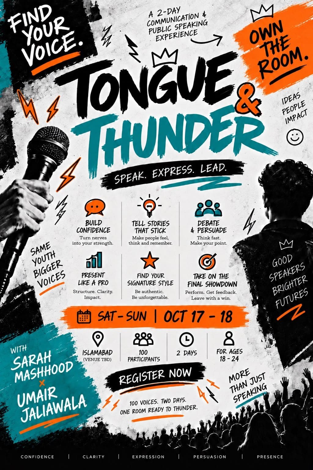 Tongue & Thunder flyer — Islamabad, Oct 17–18